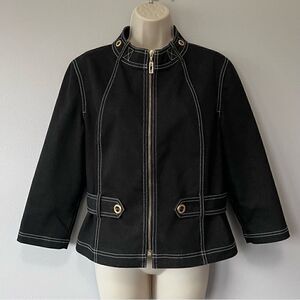 St. John Sport Lightweight High Neck Denim Jacket Size S